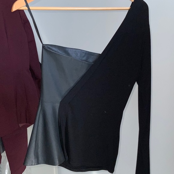 BCBGMaxazria black faux leather top - Picture 3 of 4